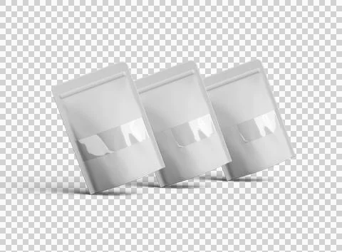 Render of generic paper doypack with the window hole on transparent background Stock Illustration