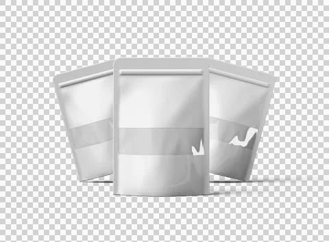 Render of generic paper doypack with the window hole on transparent background Stock Illustration