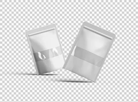 Render of generic paper doypack with the window hole on transparent background Stock Illustration