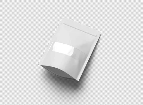 Render of generic paper doypack with the window hole on transparent background Stock Illustration