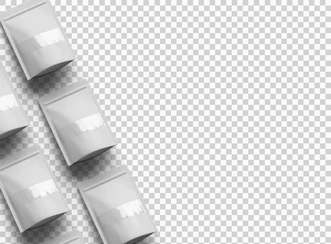 Render of generic paper doypack with the window hole on transparent background Stock Illustration