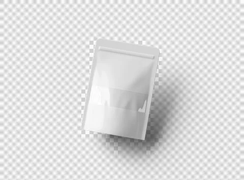 Render of generic paper doypack with the window hole on transparent background Stock Illustration