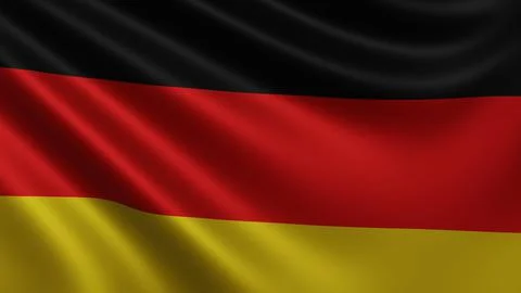 Render of the Germany flag flutters in the wind close-up, the national flag of Stock Illustration