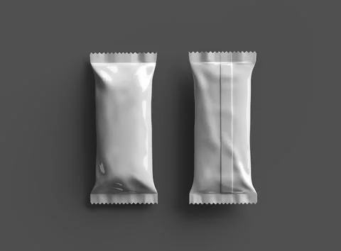 Render of a glossy ice-cream package with crimped edges on a dark background Stock Illustration