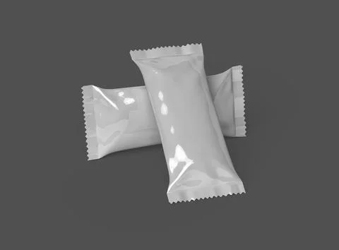 Render of a glossy ice-cream package with crimped edges on a dark background Stock Illustration