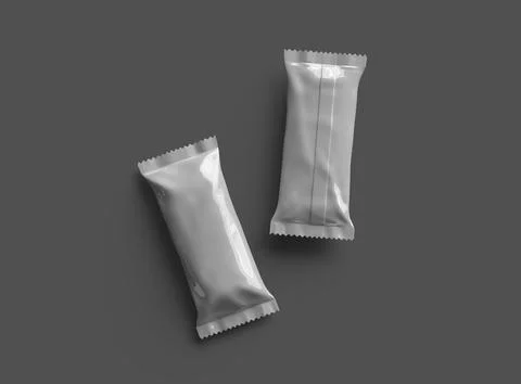 Render of a glossy ice-cream package with crimped edges on a dark background Stock Illustration