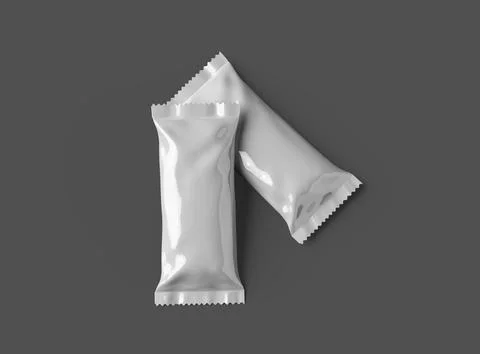 Render of a glossy ice-cream package with crimped edges on a dark background Stock Illustration