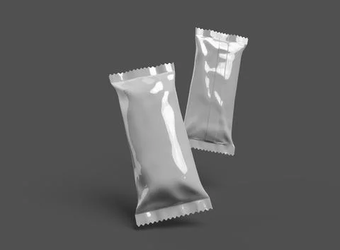 Render of a glossy ice-cream package with crimped edges on a dark background Stock Illustration