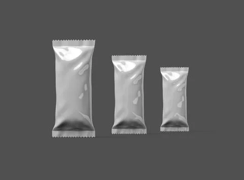 Render of a glossy ice-cream package with crimped edges on a dark background Stock Illustration