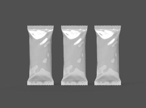Render of a glossy ice-cream package with crimped edges on a dark background Stock Illustration