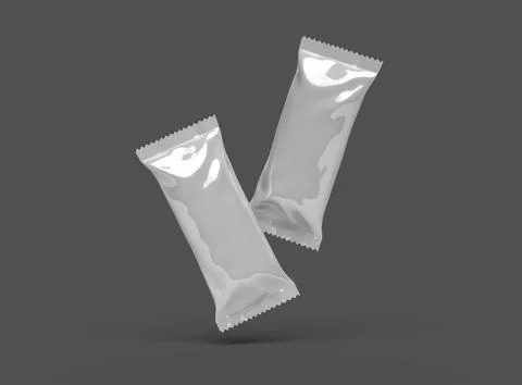 Render of a glossy ice-cream package with crimped edges on a dark background Stock Illustration