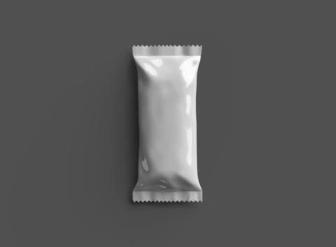 Render of a glossy ice-cream package with crimped edges on a dark background Stock Illustration
