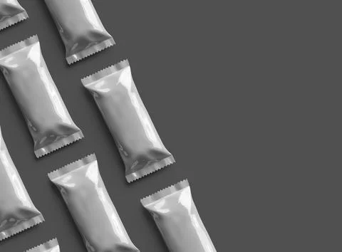 Render of a glossy ice-cream package with crimped edges on a dark background Stock Illustration