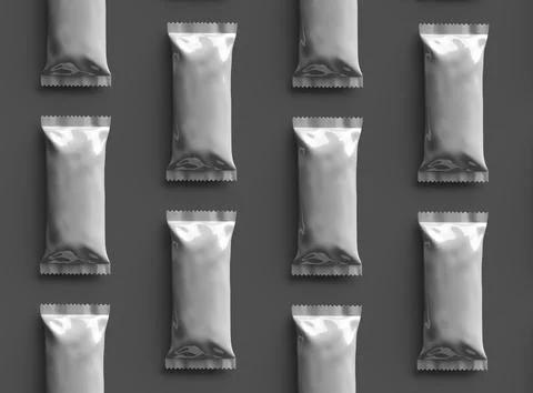 Render of a glossy ice-cream package with crimped edges on a dark background Stock Illustration