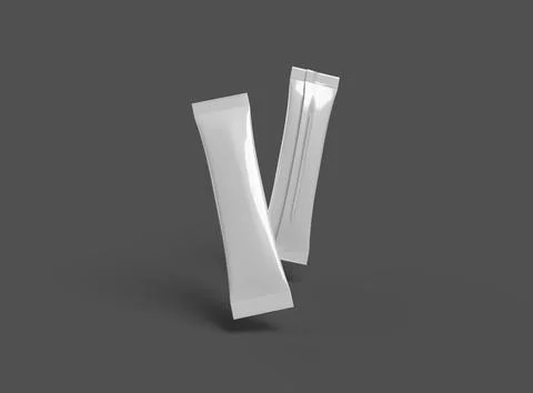 Render of a glossy sachet packaging stick for your product on a dark background Stock Illustration