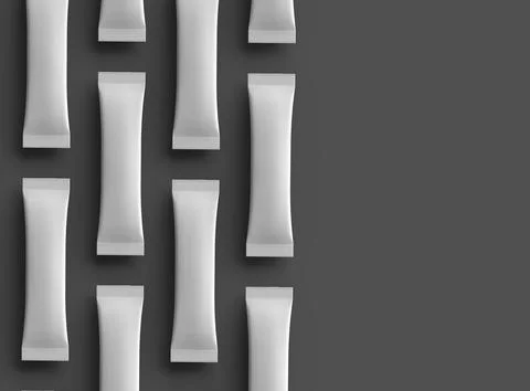 Render of a glossy sachet packaging stick for your product on a dark background Stock Illustration
