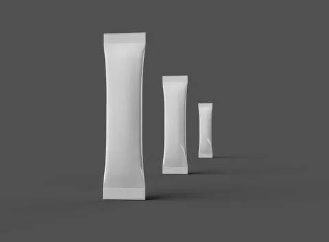 Render of a glossy sachet packaging stick for your product on a dark background Stock Illustration