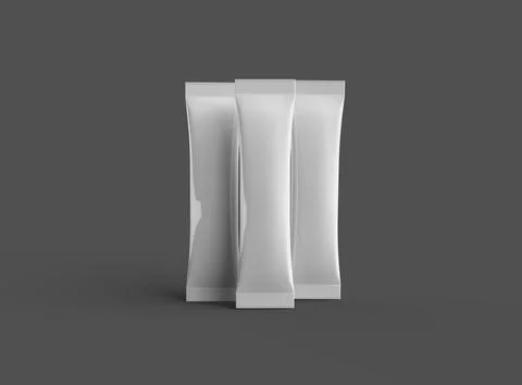 Render of a glossy sachet packaging stick for your product on a dark background Stock Illustration
