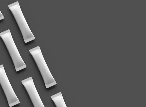 Render of a glossy sachet packaging stick for your product on a dark background Stock Illustration