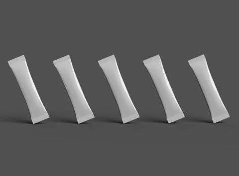 Render of a glossy sachet packaging stick for your product on a dark background Illustrazione stock