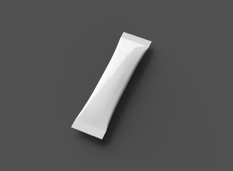 Render of a glossy sachet packaging stick for your product on a dark background Stock Illustration
