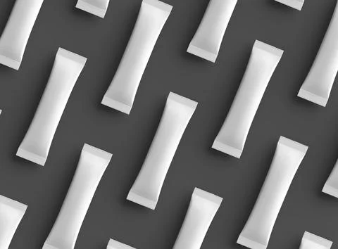 Render of a glossy sachet packaging stick for your product on a dark background Stock Illustration