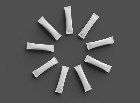 Render of a glossy sachet packaging stick for your product on a dark background Stock Illustration