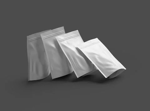 Render of a glossy sealed doypack packaging with a zipper on a dark background Stock Illustration