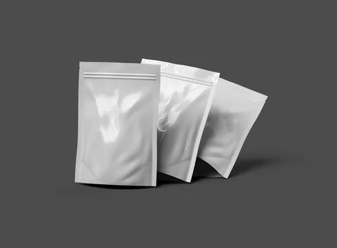 Render of a glossy sealed doypack packaging with a zipper on a dark background Stock Illustration