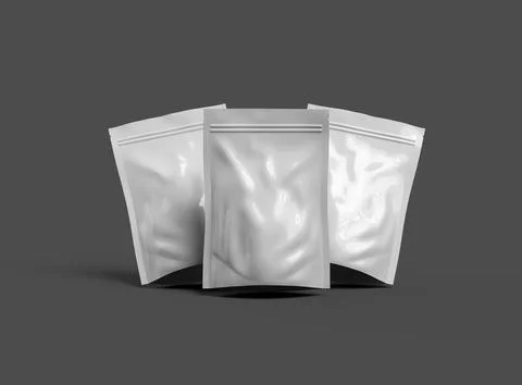 Render of a glossy sealed doypack packaging with a zipper on a dark background Illustrazione stock