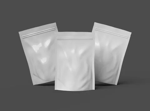 Render of a glossy sealed doypack packaging with a zipper on a dark background Stock Illustration