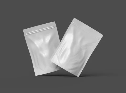 Render of a glossy sealed doypack packaging with a zipper on a dark background Stock Illustration