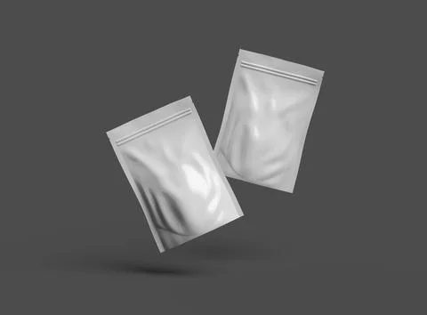Render of a glossy sealed doypack packaging with a zipper on a dark background Stock Illustration