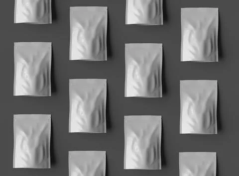 Render of a glossy sealed doypack packaging with a zipper on a dark background Stock Illustration