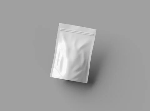 Render of a glossy sealed doypack packaging with a zipper on a light background Stock Illustration
