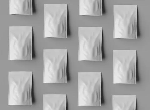 Render of a glossy sealed doypack packaging with a zipper on a light background Stock Illustration