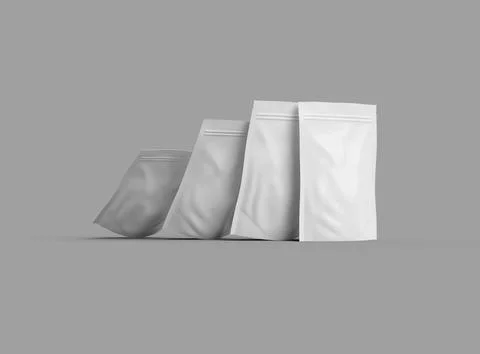 Render of a glossy sealed doypack packaging with a zipper on a light background Stock Illustration
