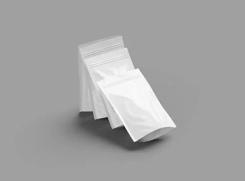 Render of a glossy sealed doypack packaging with a zipper on a light background Stock Illustration