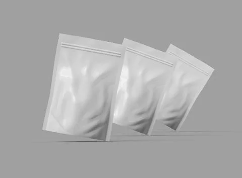 Render of a glossy sealed doypack packaging with a zipper on a light background Stock Illustration