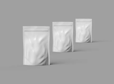 Render of a glossy sealed doypack packaging with a zipper on a light background Stock Illustration