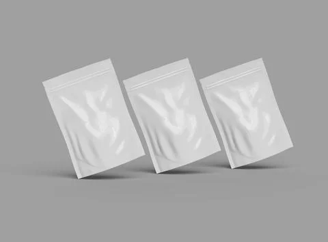 Render of a glossy sealed doypack packaging with a zipper on a light background Stock Illustration