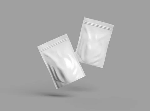 Render of a glossy sealed doypack packaging with a zipper on a light background Stock Illustration
