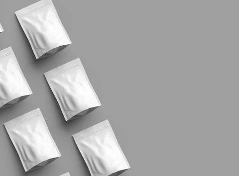 Render of a glossy sealed doypack packaging with a zipper on a light background Stock Illustration