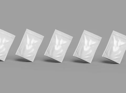 Render of a glossy sealed doypack packaging with a zipper on a light background Stock Illustration