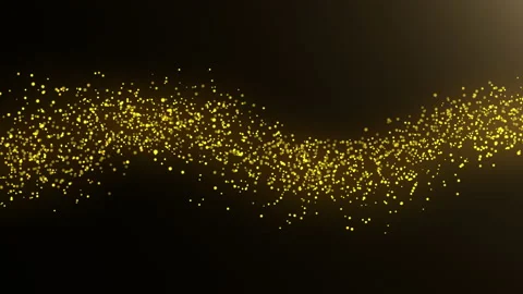 A render of golden dust particles flying along the trajectory of a wave. Stock Footage 144099028