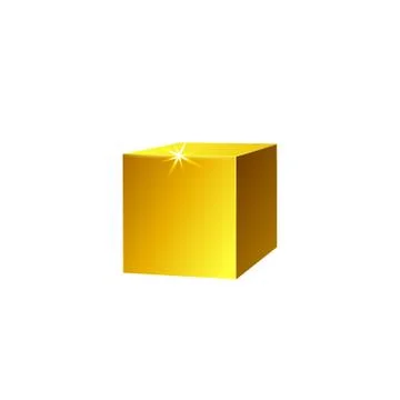 Render of golden metallic cube template realistic vector illustration isolated. Illustrazione stock