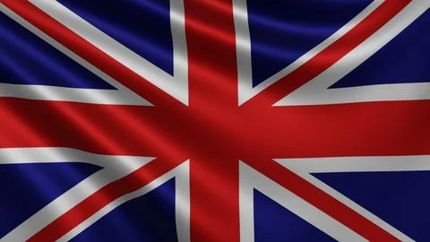 Render of the Great Britain flag flutters in the wind close-up, the national Stock Illustration