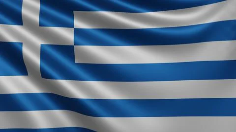 Render of the Greece flag flutters in the wind close-up, the national flag of Stock Illustration