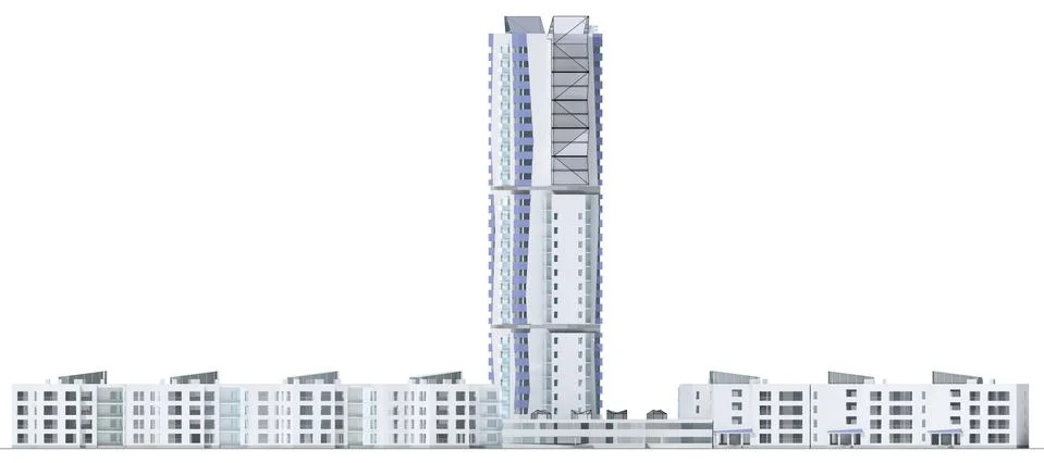 Render of a high-rise facade Stock Illustration