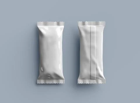 Render of an ice-cream packaging bag with crimped edges on a light background Stock Illustration